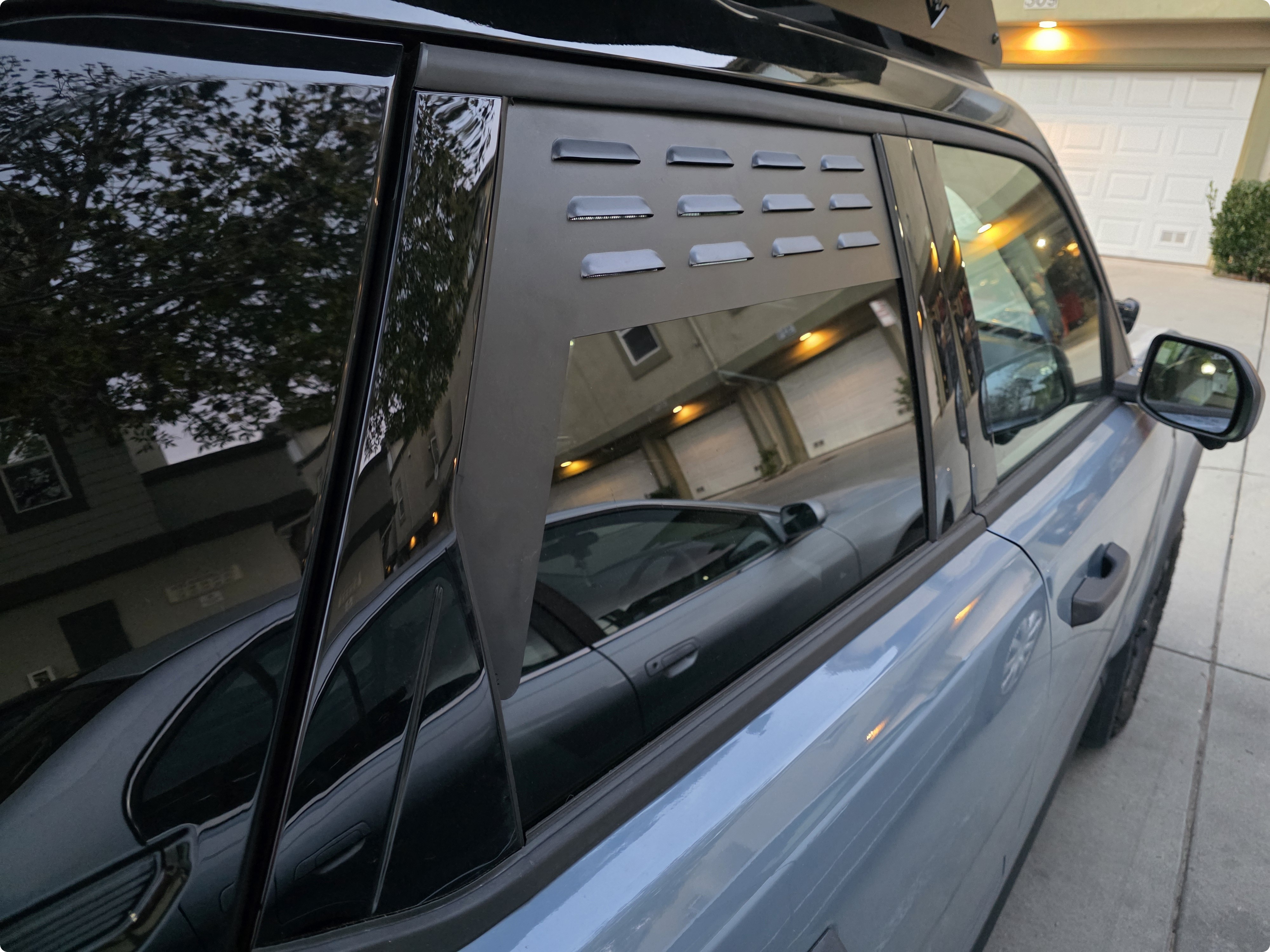 Linskip aluminum rear window vent shades on Ford Bronco Sport